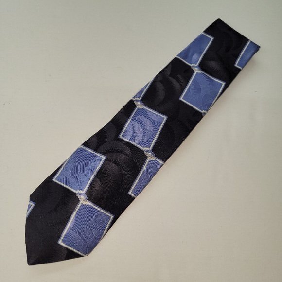 Tom‎ James Mens Tie Silk Handmade Geometric Print Made in USA - Picture 2 of 7